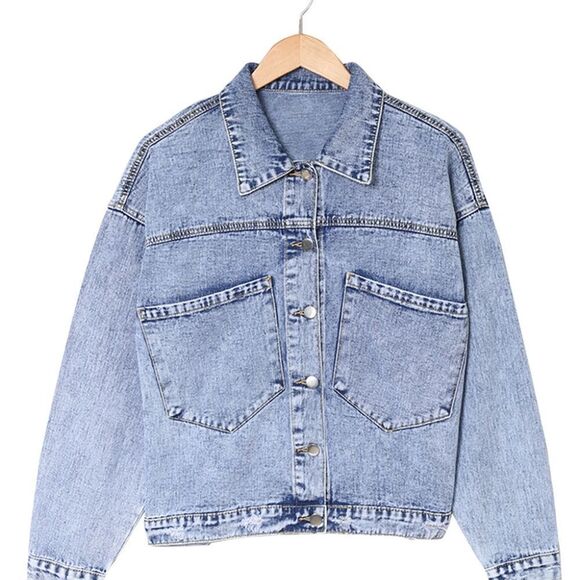 Buttoned Denim Jacket with Pockets - Picture 15 of 15